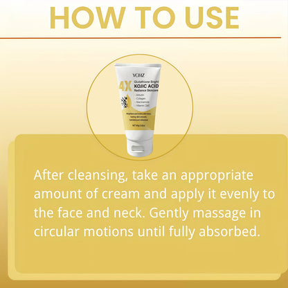 Kojic Acid Face Cream Evens Out Skin Tone, Eliminates Dark Spots and Dullness - Non-Greasy, Suitable for Both Men and Women - Whitening and Moisturizing Cream, for Day and Night Use