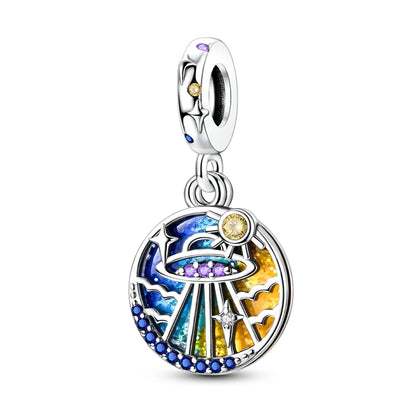 New 925 Sterling Silver Charms Beads Pendants Colorful Tree of Life Cosmic Starry Sky Charms For Women Bracelet DIY Jewelry Gift