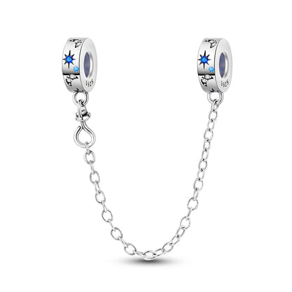 Safety Chain Charms Fit Original 925 Sterling Silver Charms Beads Moon Star Butterfly Heart Safety Chain For Women Jewelry Gifts