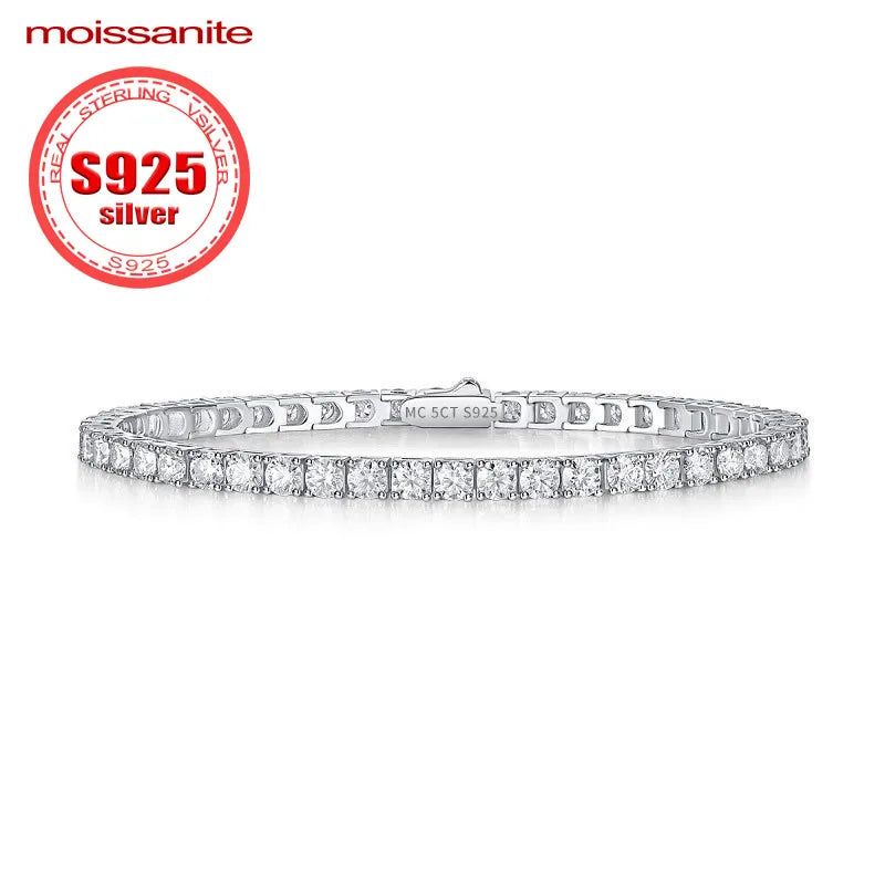 sterling silver 925 moissanite tennis bracelet 0.3ct  full row moissanite bracelet  tennis bracelet