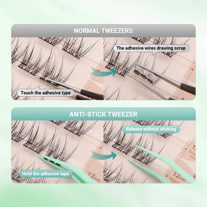 Anti-Stick Applicator No Glue Eyelashes Non Stick Coated Stainless Steel Tweezer Glue-free Eyelashes Beginner-Friendly tools