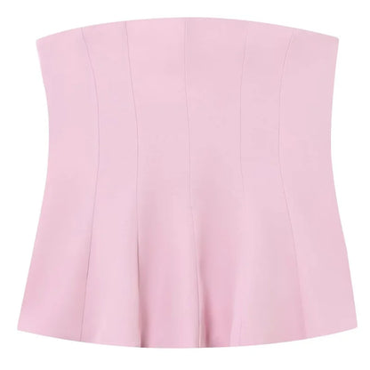 HXAO Corset Tube Top Women Summer 2025 White Pink Blue Yellow Black Top Bustier Ruffled Vests Cute Sleeveless Backless Tank Top