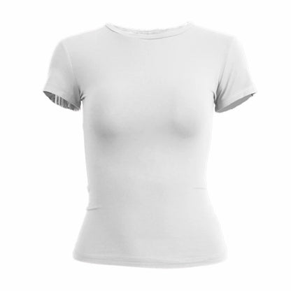 New Women Clothing Short Sleeve T-shirt Slim Fit Tops Y2K Female O-Neck Knitted Sheath Tee Shirt Street Wear Sex Sporty