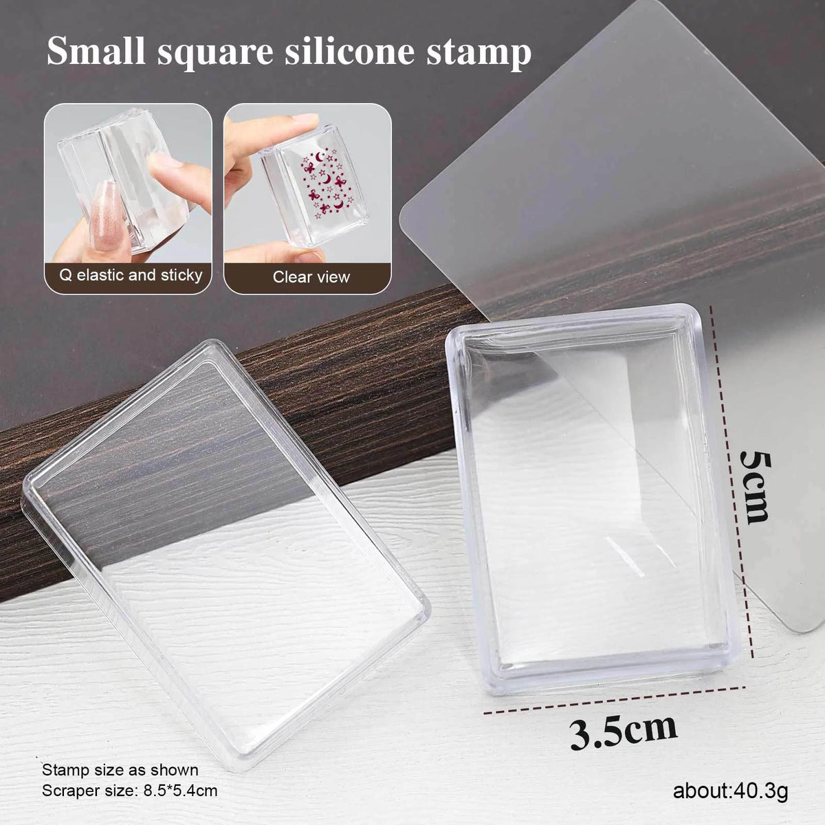 Square Nails Art Stamping Plates Kit French Manicure Transparent Silicone Polish Stencil Template Seal Stamper Scraper Nail Tool