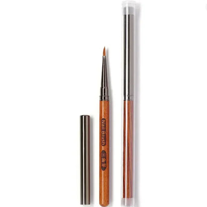 Round Wood Handle Triangular Petal Nail Brush Acrylic Nail Art Liner Brush Stripes Grid Flower Painting Drawing PenManicure Tool