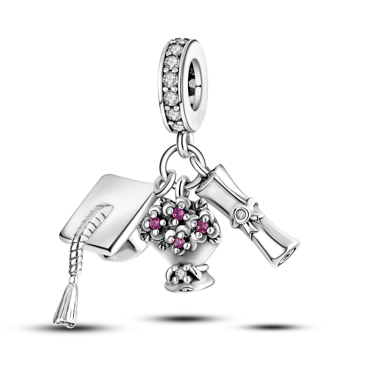 925 Silver Rainbow Flower Dragonfly Charms Dangle Charm Animal Bead Fit Original Bracelet Jewelry DIY
