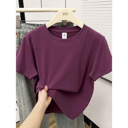 2026 Summer New High Quality Casual T Shirt Sexy Short Sleeved Sleeves Fashion Trend Solid Women Clothing Y2k Tops