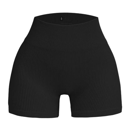 Women's Ribbed Knited Shorts Seamless Yoga Shorts Stretchy High Waist Shorts Sexy Hip Liftting Cycling Running Three Point Pants