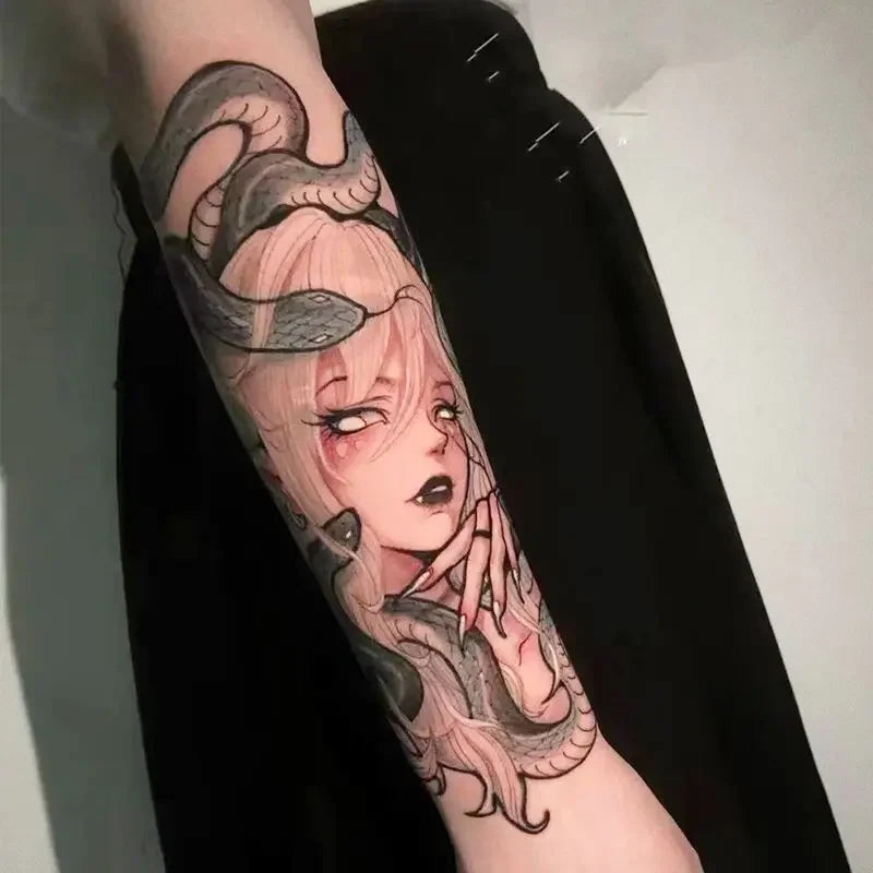 Lasting Herbal Medusa Fake Tattoo for Woman Man Arm Art Tattoo Sticker Sexy Temporary Tattoo Waterproof Tatuajes Temporales