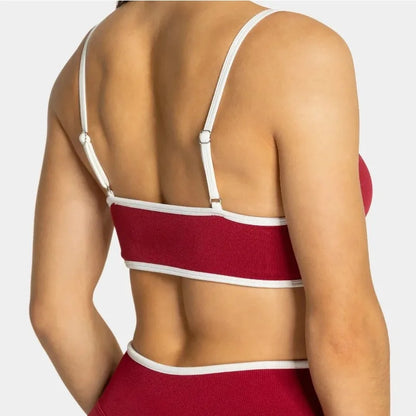 Women Solid Color Gym Sports Bra Summer Yoga Fitness Top Sexy Backless Knit Bra with Chest Cushion Suspender Breathable Bra