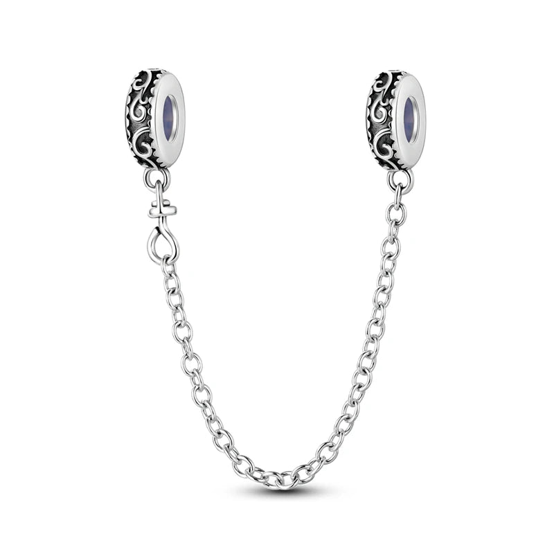 Safety Chain Charms Fit Original 925 Sterling Silver Charms Beads Moon Star Butterfly Heart Safety Chain For Women Jewelry Gifts