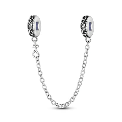 Safety Chain Charms Fit Original 925 Sterling Silver Charms Beads Moon Star Butterfly Heart Safety Chain For Women Jewelry Gifts