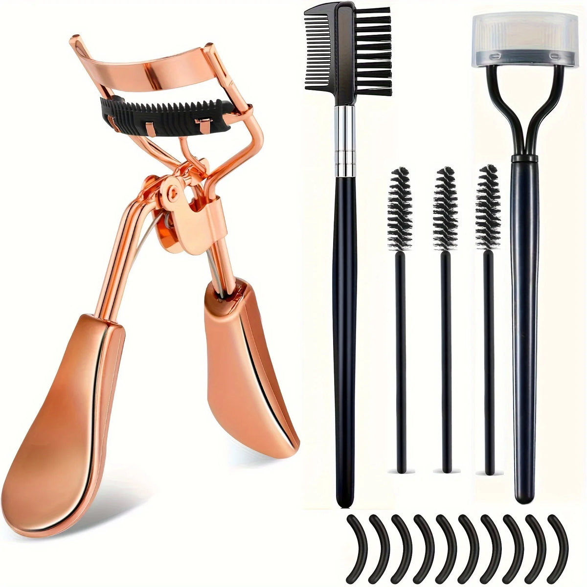 7/15pcs Eyelash Curler Set With Replacement Pads For Women Eyelashes Curling Tweezers Clips Lash Mascara Wands Brush Makeup Tool