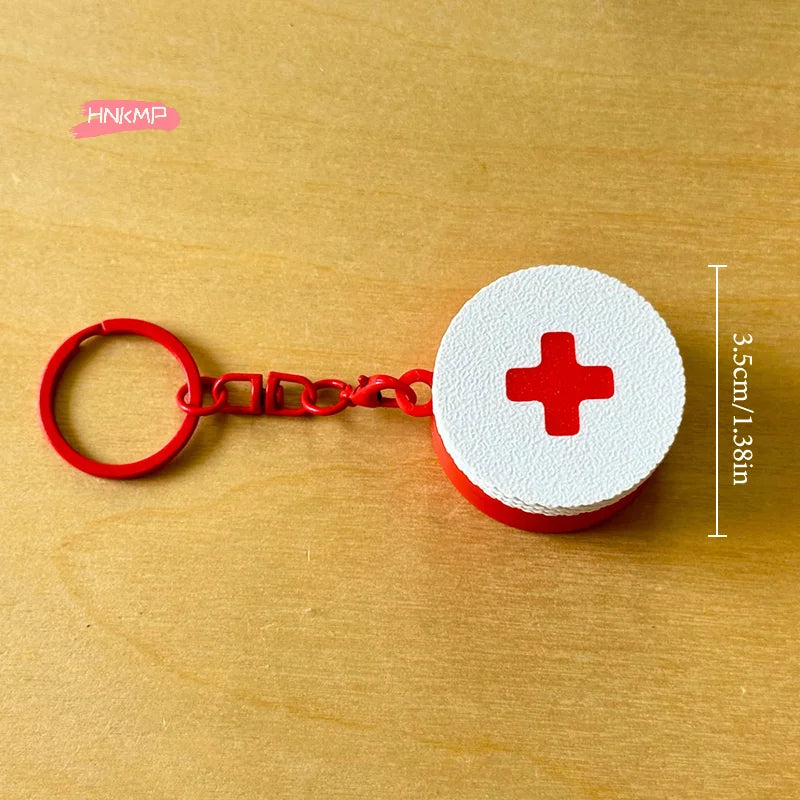 Mini Portable Plastic Pill Box with Keychain - Cross Symbol Medicine Case for Daily Use And Emergencies Sliding Capsule Holder