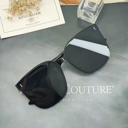 MJYIWANG Fashion Korean Personality Ins Trend Black Square Frame UV400 Sunglasses for Unisex Street Sunglass