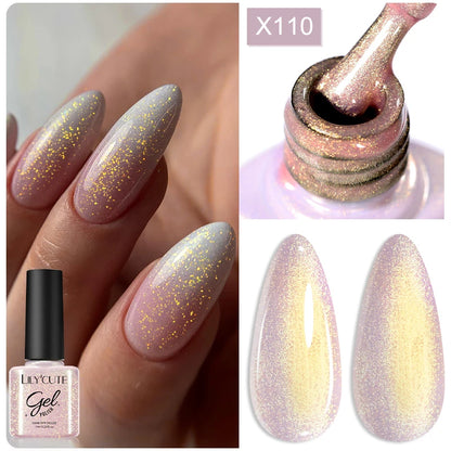 LILYCUTE 7ml Base Nowipe Top Coat Soak Off UV LED Gel Nail Polish Reinforcement Gel Semi Permanent Multifunction Gel Varnishes