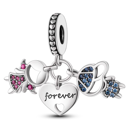 925 Silver Rainbow Flower Dragonfly Charms Dangle Charm Animal Bead Fit Original Bracelet Jewelry DIY