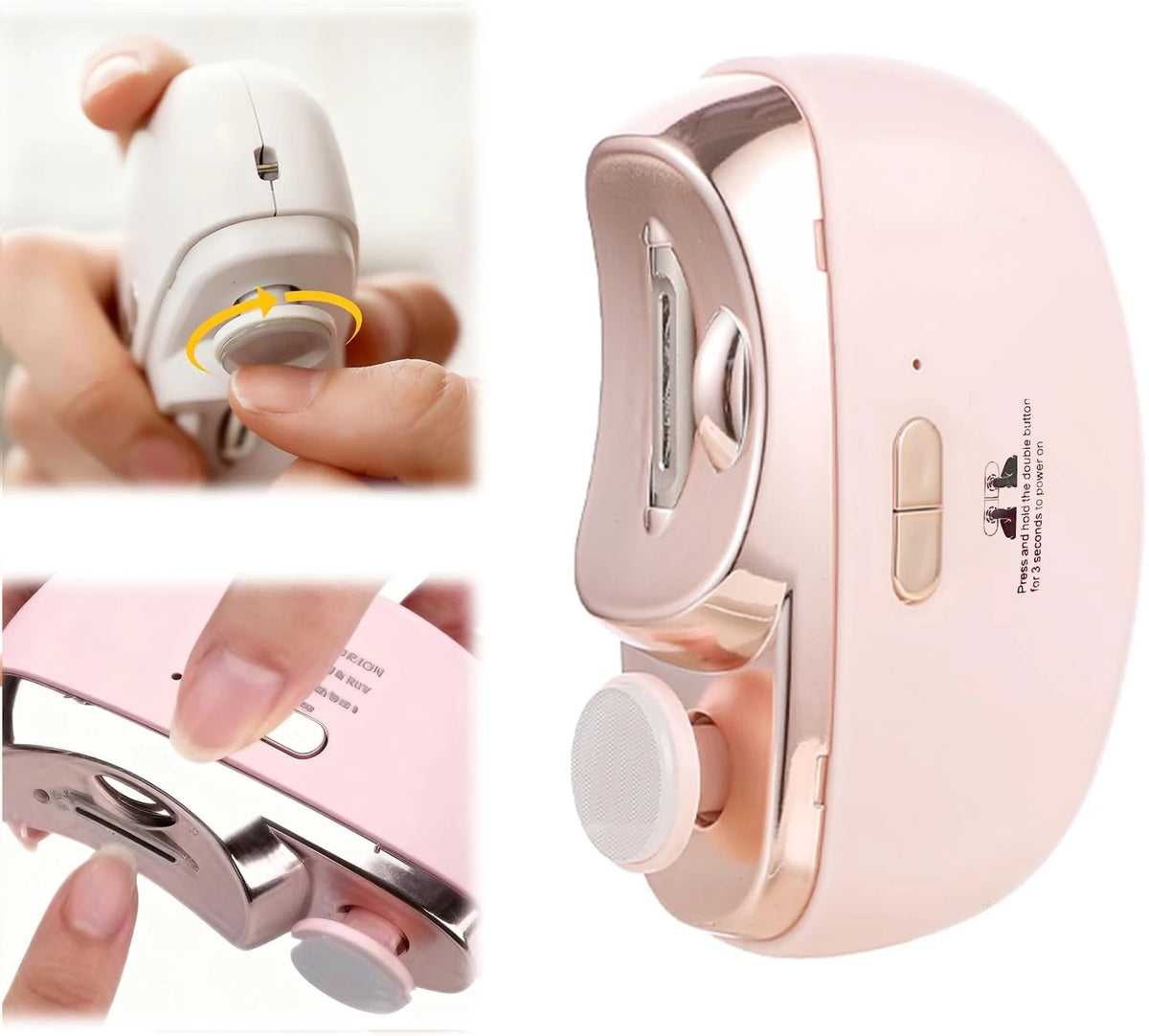 LINMANDA Portable Auto Nail Trimmer 2in1 Clipper Polisher Low Noise LED Anti-Splash Rechargeable Manicure Tool Kids Adult Senior