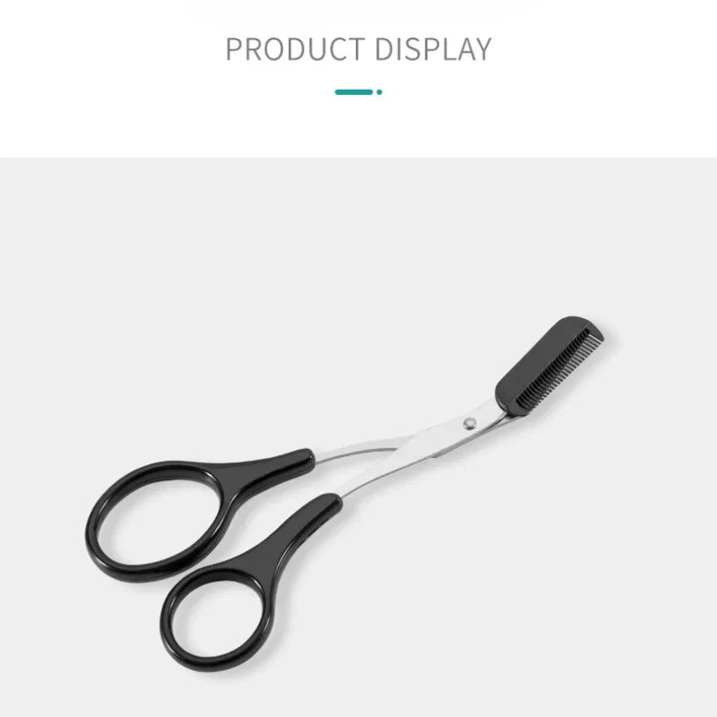 1Pc Safe Eyebrow Trimmer Black Eyebrow Scissors with Comb Hair Removal Shaver Eyebrows Shaping Makeup Tool  Stainless Steel 2025