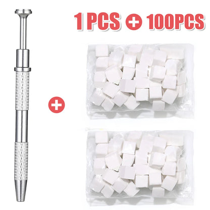 4 Claw Metal Grabber Reacher Tool White Nail Art Tools with 50Pcs/200Pcs Mini Nail Sponges Blocks Nail Buffer for Home Improveme