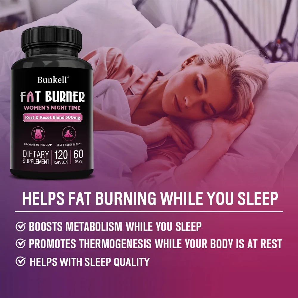 Night Fat Burning Capsules - Enhance Immune System, Promote Metabolism, Healthy Weight Management, 120 Capsules