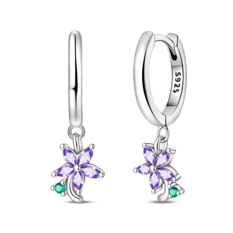 New 925 Sterling Silver Wine Cup Butterfly  Women Earrings Brilliant Wedding Engagement Star Earrings Jewelry Gift