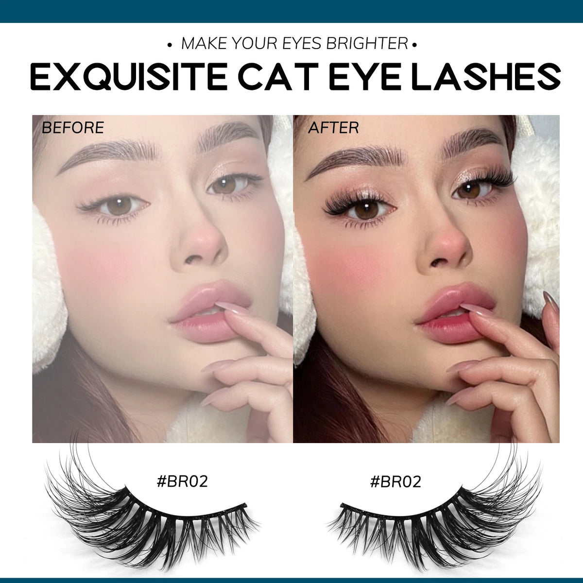 VELTRINAY Half Lashes Natural Cat Eye Eyelashes Wispy False Eyelashes 3D Volume Strip Natural Lashes Fake Eyelashes Makeup