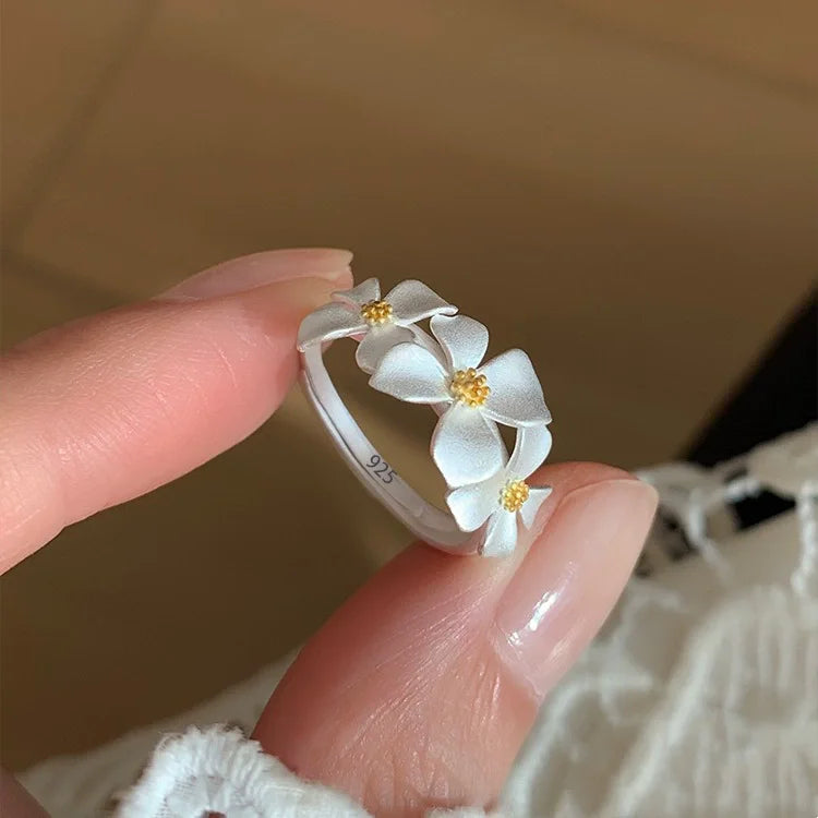 VENTFILLE 925 Sterling Silve Flower Ring for Women Gift Hollow Out Design Retro Hip Hop Versatile Jewelry Party Gift Dropship