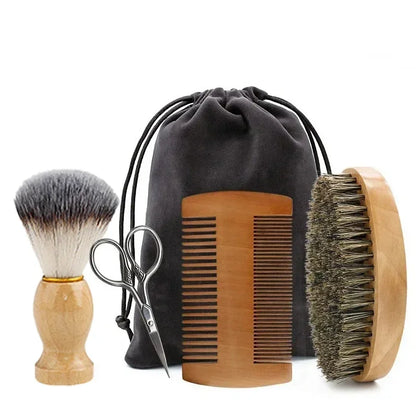 Men's Shaving Brush Set Boar Bristle Portable Barber Natural Beard Brush for Facial Cleaning Styling Tool Wholesale