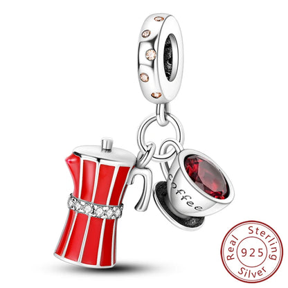Hot Sale Charm Bead Pendant 925 Sterling Silver Firefly Love Heart Cats Dogs Sunflower Charm for Bracelet Women DIY Jewelry Gift