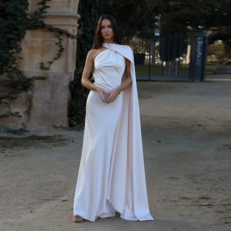 Sexy Satin Ribbon Party Dress Women Elegant Halter Backless Off Shoulder Sleeveless Female Dresses 2026 Summer Solid Robe Gown