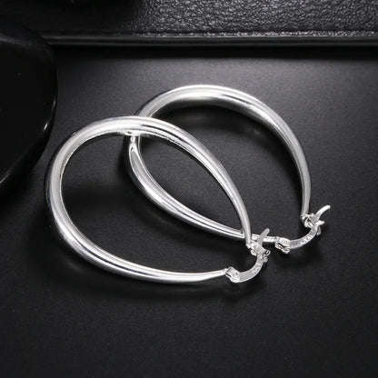 41MM 925 sterling silver Smooth Circle cute Hoop Earrings For Women Fashion Party Wedding Accessories Jewelry Christmas Gifts