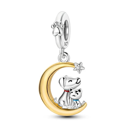 New 925 Sterling Silver Cosmic Star Moon Charms Pendants For Women Fit Original Bracelet DIY Jewelry Gifts