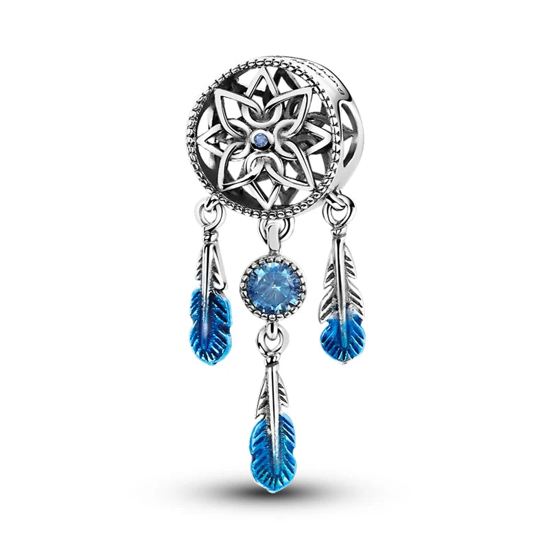 925 Silver Rainbow Flower Dragonfly Charms Dangle Charm Animal Bead Fit Original Bracelet Jewelry DIY