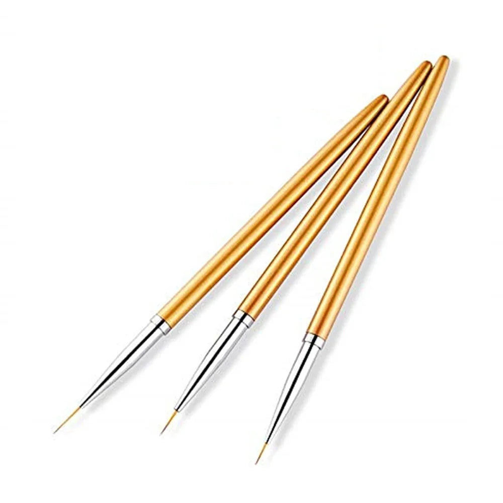 3Pcs Acrylic French Stripe Nail Art Liner Brush 3D Tips Line Stripes DIY Drawing Pen UV Gel Brushes Painting Pen Manicure Tools
