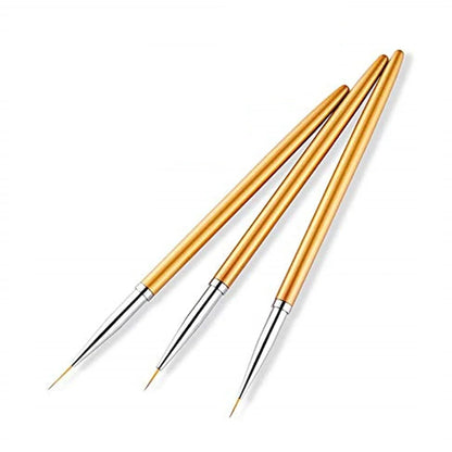3Pcs Acrylic French Stripe Nail Art Liner Brush 3D Tips Line Stripes DIY Drawing Pen UV Gel Brushes Painting Pen Manicure Tools