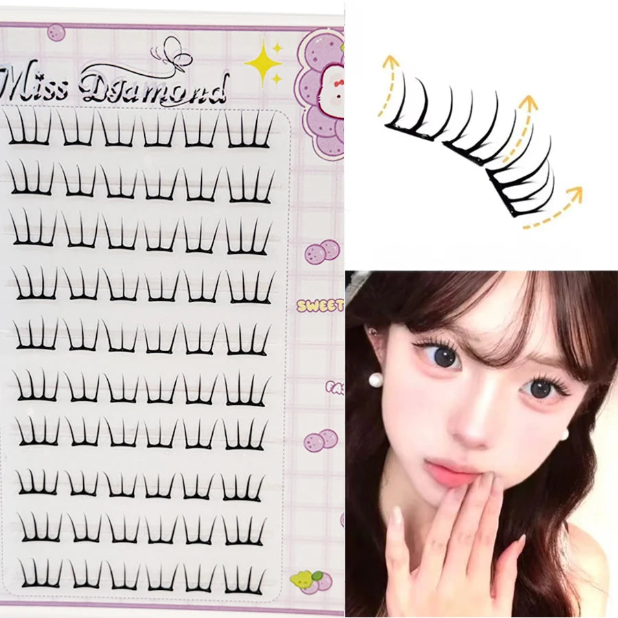 DIY Fashion Lash Extensions Glue-free Korean Style Girl Group lash Segemented Natural Long False Eyelash Self Sticking Eyelashes