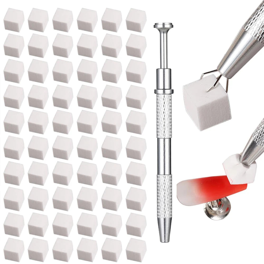 LINMANDA 200/50PCS Nail Sponge Sponge with Grab Pen and Sponge Grab Clip Set Nail Gradient Color Nail Tool Accessories