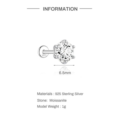 CANNER 0.5-1.2 Carat D Color Moissanite Ear Stud Earrings For Women 925 Sterling Silver Sparkling Piercing Earring Fine Jewelry