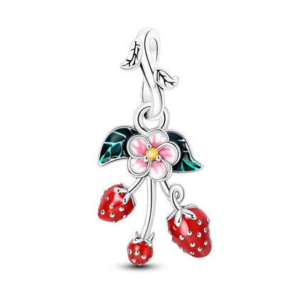 925 Silver Color Strawberry Cherry Apple Avocado Fruit Charms Beads Fit Qikaola 925 Original Bracelets Fine DIY Birthday Jewelry