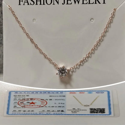 Somilia 925 Sterling Silver Necklace For Women 18K Rose Gold Plated 5A Zircon Pendant Necklace Real Money Fine Jewelry Moms Gift