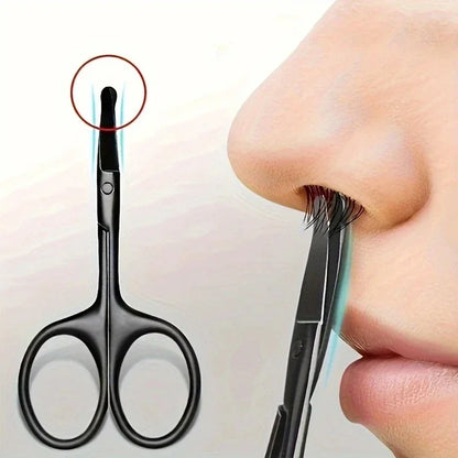 Safe Nose Hair Scissors Unisex Stainless Steel Black Round Head  (Do Not Hurt Nose)