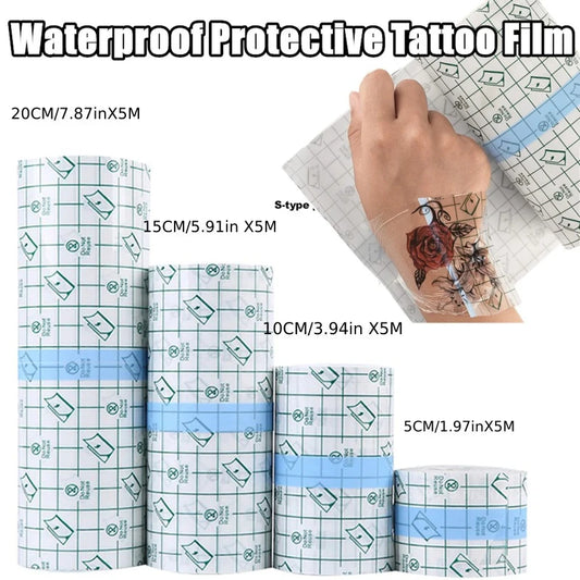 Audersigt 5M Waterproof Tattoo Film Tape for Aftercare Protective Skin Healing Tattoo Adhesive Bandages Repair