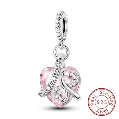 Original 925 Sterling Silver Heart Love Charms Beads Pendant Fit Original Bracelet Necklace DIY Charms Women Man Jewelry Gift