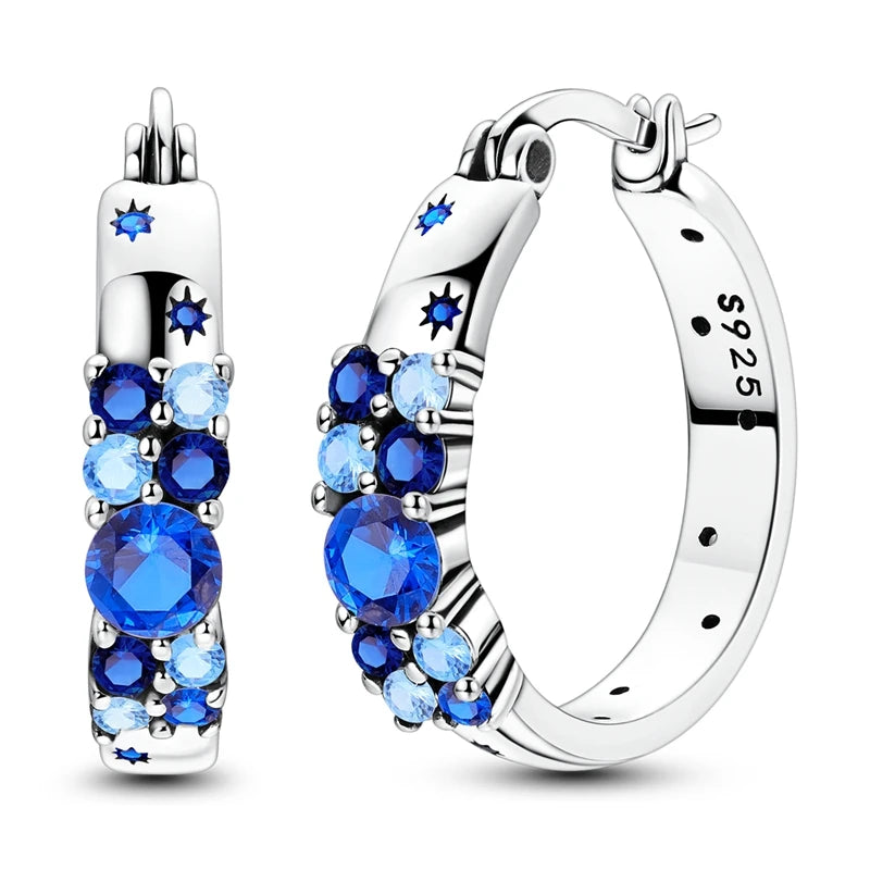 925 Sterling Silver Hoops Earrings Hypoallergenic Hoops Earrings With Zirconia Fashion High Quality Jewelry for Women Girls