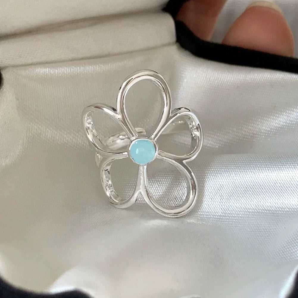 VENTFILLE 925 Sterling Silve Flower Ring for Women Gift Hollow Out Design Retro Hip Hop Versatile Jewelry Party Gift Dropship