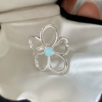 VENTFILLE 925 Sterling Silve Flower Ring for Women Gift Hollow Out Design Retro Hip Hop Versatile Jewelry Party Gift Dropship