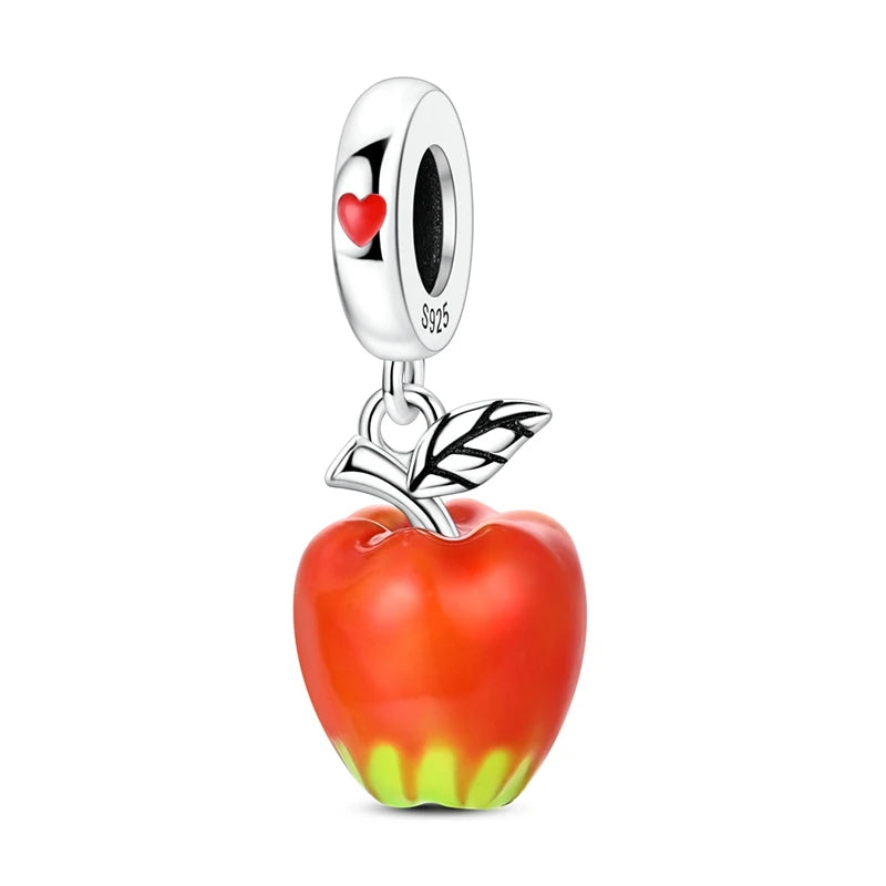 925 Silver Color Strawberry Cherry Apple Avocado Fruit Charms Beads Fit Qikaola 925 Original Bracelets Fine DIY Birthday Jewelry