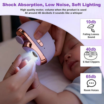 LINMANDA Portable Auto Nail Trimmer 2in1 Clipper Polisher Low Noise LED Anti-Splash Rechargeable Manicure Tool Kids Adult Senior