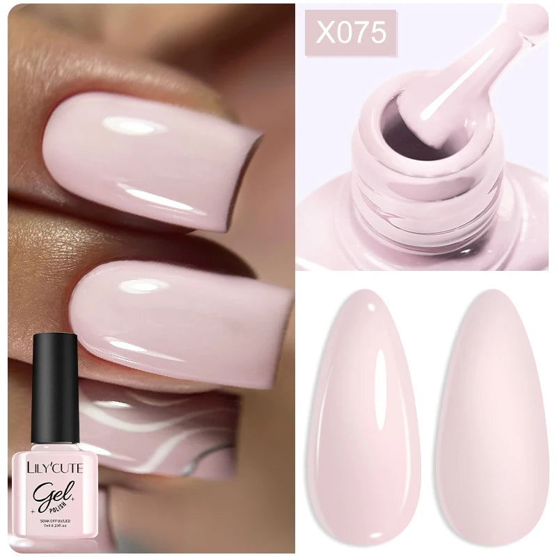 LILYCUTE 7ml Base Nowipe Top Coat Soak Off UV LED Gel Nail Polish Reinforcement Gel Semi Permanent Multifunction Gel Varnishes